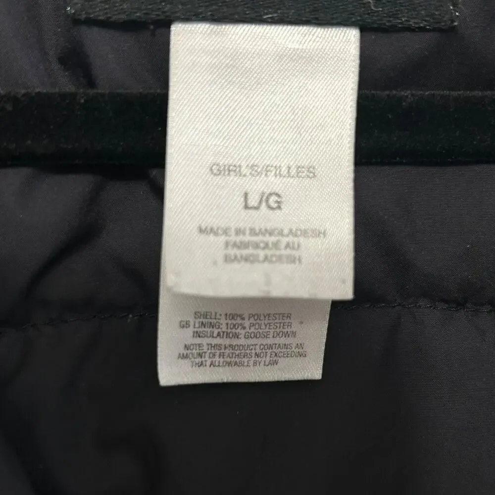 The North Face Retro Nuptse Jacket Big Girl's Sz L Black Goose Down 600 Fill
